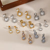 Women's Light Luxury Geometric Stainless Steel Earrings Set With Zirconia