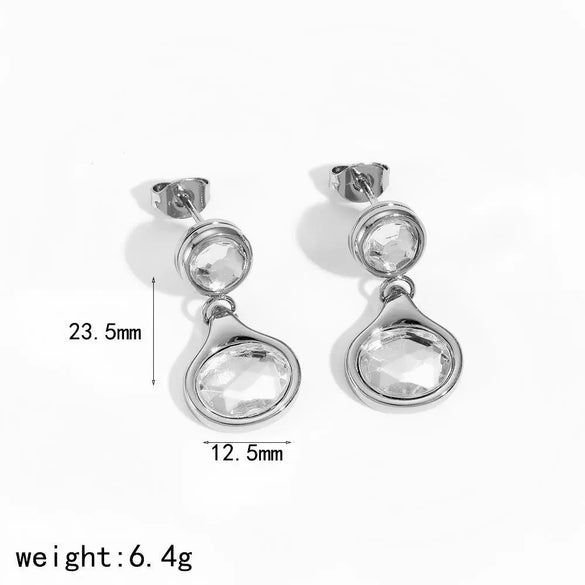 Women's Light Luxury Geometric Stainless Steel Earrings Set With Zirconia