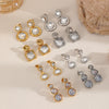 Women's Light Luxury Geometric Stainless Steel Earrings Set With Zirconia