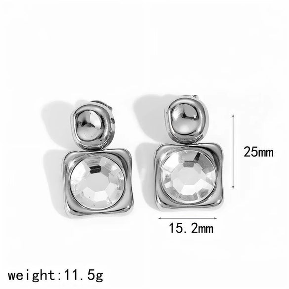 Women's Light Luxury Geometric Stainless Steel Earrings Set With Zirconia
