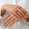 Women's Light Luxury Geometric Stainless Steel Ring With Zircon Inlay And 18K Gold Vacuum Plated Finish
