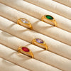 Women's Light Luxury Geometric Stainless Steel Ring With Zircon Inlay And 18K Gold Vacuum Plated Finish