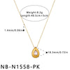 Women's Light Luxury Geometric Teardrop Stainless Steel Necklace With Zircon Inlay And 18K Gold Electroplated Minimalist Design