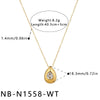 Women's Light Luxury Geometric Teardrop Stainless Steel Necklace With Zircon Inlay And 18K Gold Electroplated Minimalist Design