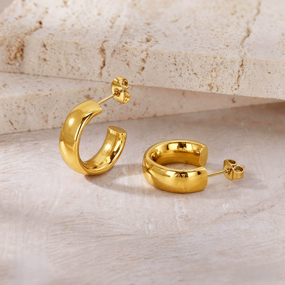 Women's Light Luxury Geometric Titanium Steel Electroplated Circle Earrings