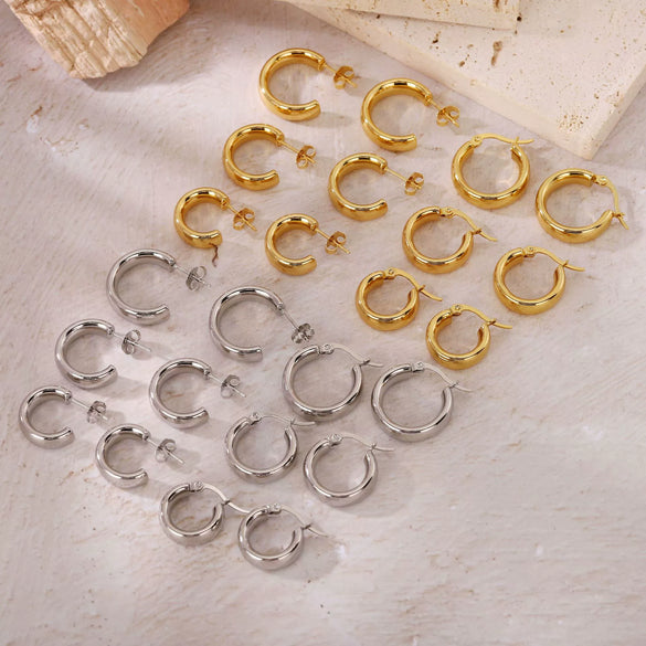 Women's Light Luxury Geometric Titanium Steel Electroplated Circle Earrings