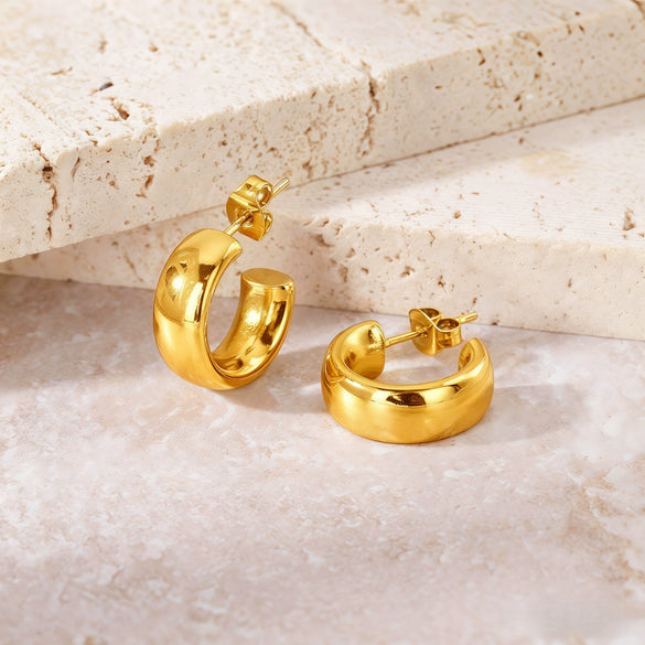 Women's Light Luxury Geometric Titanium Steel Electroplated Circle Earrings