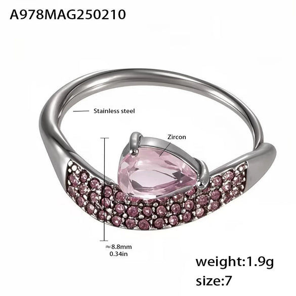 Women's Light Luxury Geometric 316L Stainless Steel 18K Gold Plated Water Drop Ring