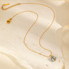 Women's Light Luxury Geometric Titanium Steel Necklace And Earring Set With Electroplating And Water Drop Design