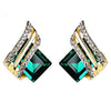 Women's Light Luxury Geometric Zinc Alloy Crystal Earrings With Wings And Quadrilateral Design