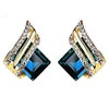 Women's Light Luxury Geometric Zinc Alloy Crystal Earrings With Wings And Quadrilateral Design