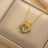 Women's Light Luxury Geometric Zircon Colorful Bow Donut Pendant Titanium Steel Clavicle Ochain