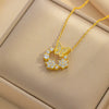 Women's Light Luxury Geometric Zircon Colorful Bow Donut Pendant Titanium Steel Clavicle Ochain