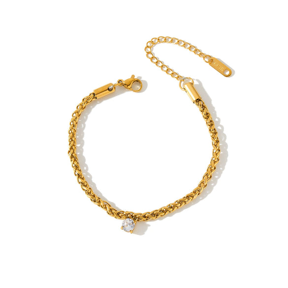 Women's Light Luxury Geometric Zircon Stainless Steel Bracelet With 18K Vacuum Plating Simple Fashion Jewelry