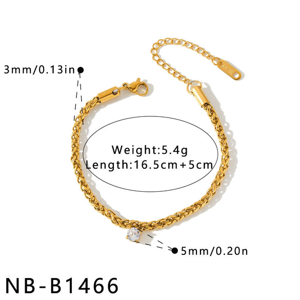 Women's Light Luxury Geometric Zircon Stainless Steel Bracelet With 18K Vacuum Plating Simple Fashion Jewelry