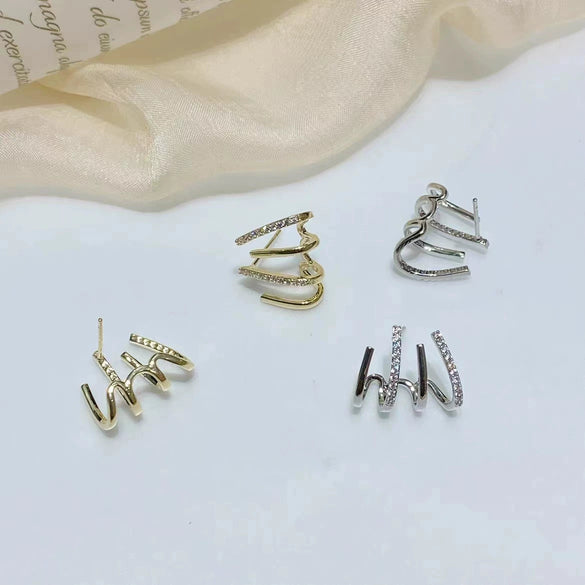 Women's Light Luxury Geometry Sterling Silver Stud Earrings With Delicate Diamond Accent And Fine Craftsmanship