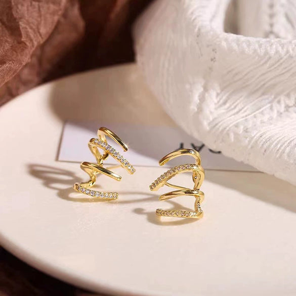 Women's Light Luxury Geometry Sterling Silver Stud Earrings With Delicate Diamond Accent And Fine Craftsmanship