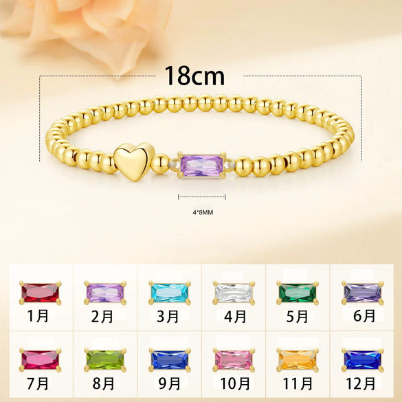 Women's Light Luxury Gold Electroplated Copper Heart And Geometric Bead Bracelet