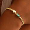 Women's Light Luxury Gold Electroplated Copper Heart And Geometric Bead Bracelet