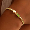 Women's Light Luxury Gold Electroplated Copper Heart And Geometric Bead Bracelet