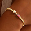 Women's Light Luxury Gold Electroplated Copper Heart And Geometric Bead Bracelet