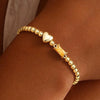Women's Light Luxury Gold Electroplated Copper Heart And Geometric Bead Bracelet
