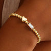 Women's Light Luxury Gold Electroplated Copper Heart And Geometric Bead Bracelet