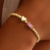 Women's Light Luxury Gold Electroplated Copper Heart And Geometric Bead Bracelet