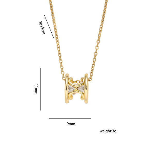 Women's Light Luxury Gold Plated Diamond Necklace With Letter And Number Patterns Made Of Titanium Steel And Copper Zircon