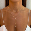 Women's Light Luxury Gold Tone Copper Electroplated Tassel Zircon Y Shaped Geometric Clavicle Necklace