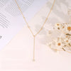 Women's Light Luxury Gold Tone Copper Electroplated Tassel Zircon Y Shaped Geometric Clavicle Necklace
