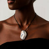 Women's Light Luxury Heart Shaped Alloy Pendant Necklace With Wax Rope Chain Geometric Horseshoe Design Electroplated Sweater Chain Accessory