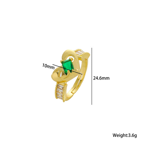 Women's Light Luxury High Grade Zircon Ring With Geometric Design Copper Vacuum Electroplating Of Titanium Steel In Furnace