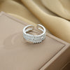 Women's Light Luxury High Grade Zircon Ring With Geometric Design Copper Vacuum Electroplating Of Titanium Steel In Furnace