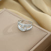 Women's Light Luxury High Grade Zircon Ring With Geometric Design Copper Vacuum Electroplating Of Titanium Steel In Furnace