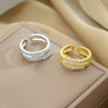 Women's Light Luxury High Grade Zircon Ring With Geometric Design Copper Vacuum Electroplating Of Titanium Steel In Furnace