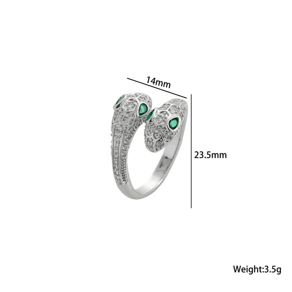 Women's Light Luxury High Grade Zircon Ring With Geometric Design Copper Vacuum Electroplating Of Titanium Steel In Furnace