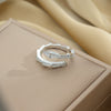 Women's Light Luxury High Grade Zircon Ring With Geometric Design Copper Vacuum Electroplating Of Titanium Steel In Furnace