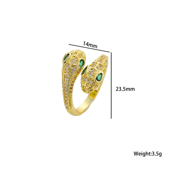 Women's Light Luxury High Grade Zircon Ring With Geometric Design Copper Vacuum Electroplating Of Titanium Steel In Furnace