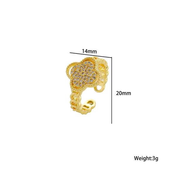 Women's Light Luxury High Grade Zircon Ring With Geometric Design Copper Vacuum Electroplating Of Titanium Steel In Furnace