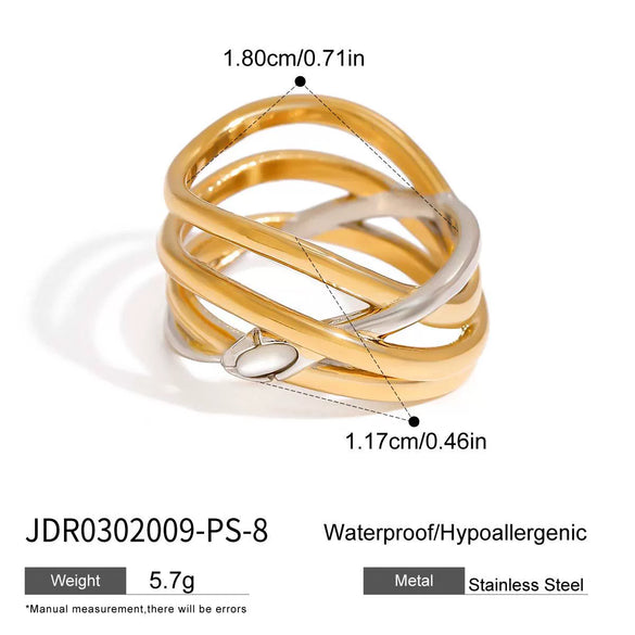 Women's Light Luxury Highend Colorblocking Stainless Steel Geometric Rings With Electroplating Jewelry