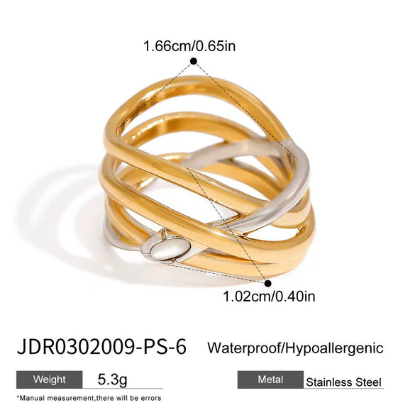 Women's Light Luxury Highend Colorblocking Stainless Steel Geometric Rings With Electroplating Jewelry