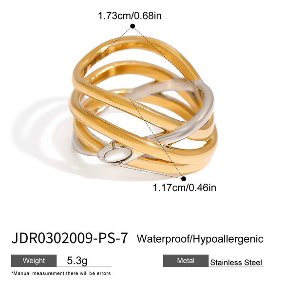Women's Light Luxury Highend Colorblocking Stainless Steel Geometric Rings With Electroplating Jewelry