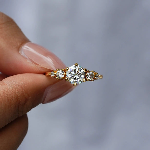 Women's Light Luxury Highend Design S925 Sterling Silver Ring With Moissanite Geometric Style Set With Diamonds