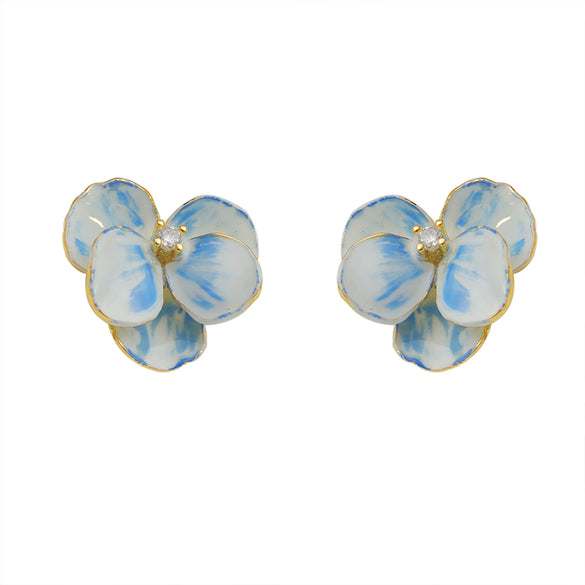 Women's Light Luxury Highend Elegant Copper Flower Electroplated Earrings