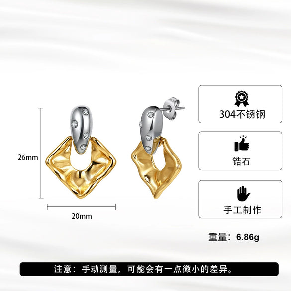 Women's Light Luxury Highend Geometric Hollow Flower Earrings With Vacuum Real Gold Plating In Pvd Furnace