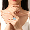 Women's Light Luxury Highend Geometric S925 Sterling Silver Aquamarine Diamond Ring