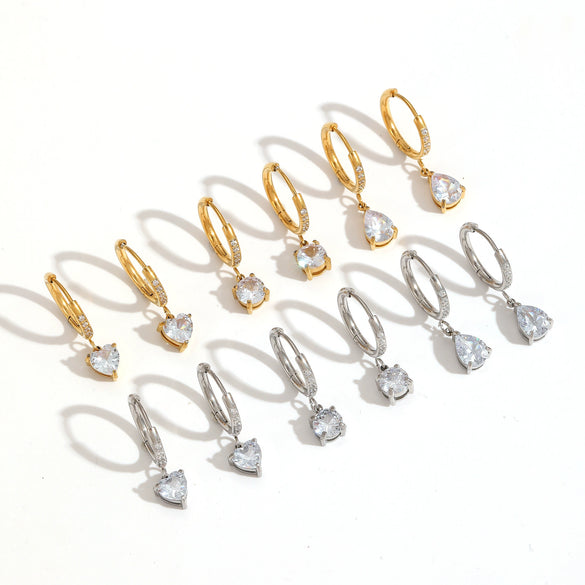 Women's Light Luxury Highend Geometric Zircon Stainless Steel Earrings 18K Goldplated