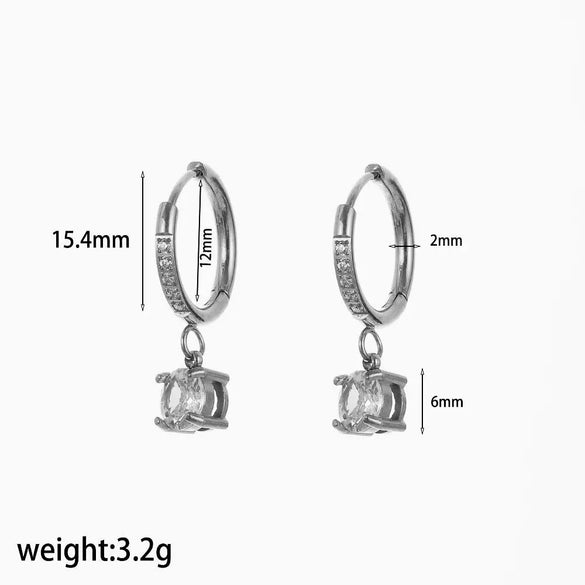 Women's Light Luxury Highend Geometric Zircon Stainless Steel Earrings 18K Goldplated