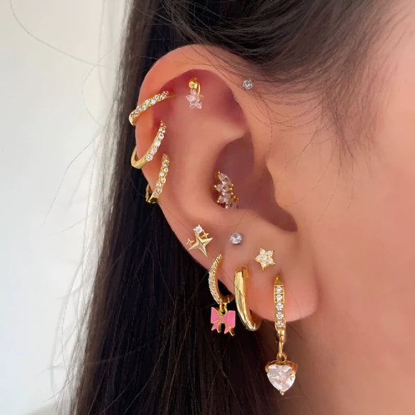 Women's Light Luxury Highend Geometric Zircon Stainless Steel Earrings 18K Goldplated